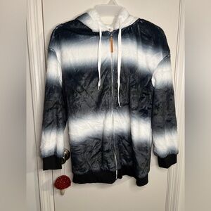 Zolucky Brand Black and White Fuzzy Jacket M